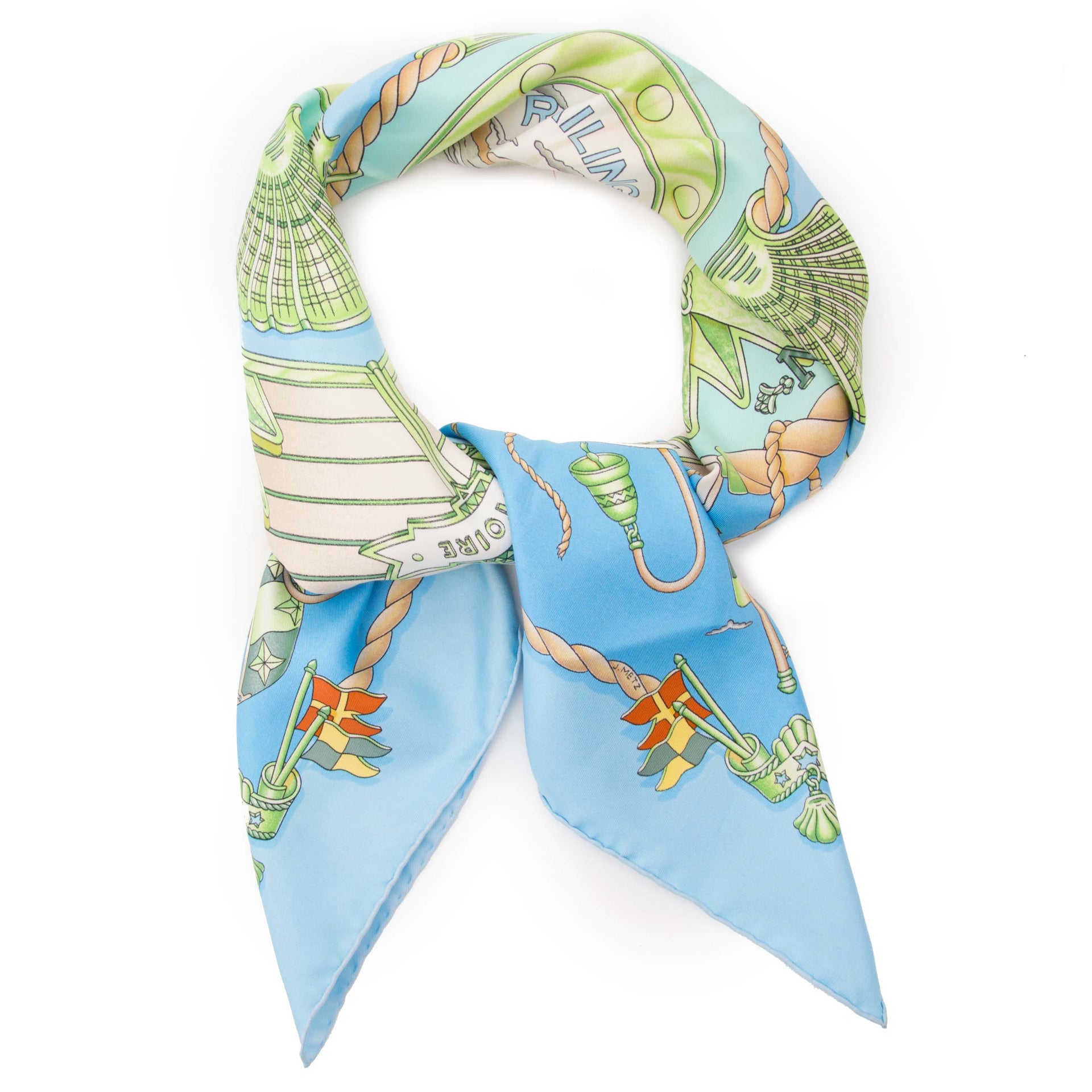 acheter en ligne pour le meilleur prix Hermès Silk Scarf Carré 'Railing'.