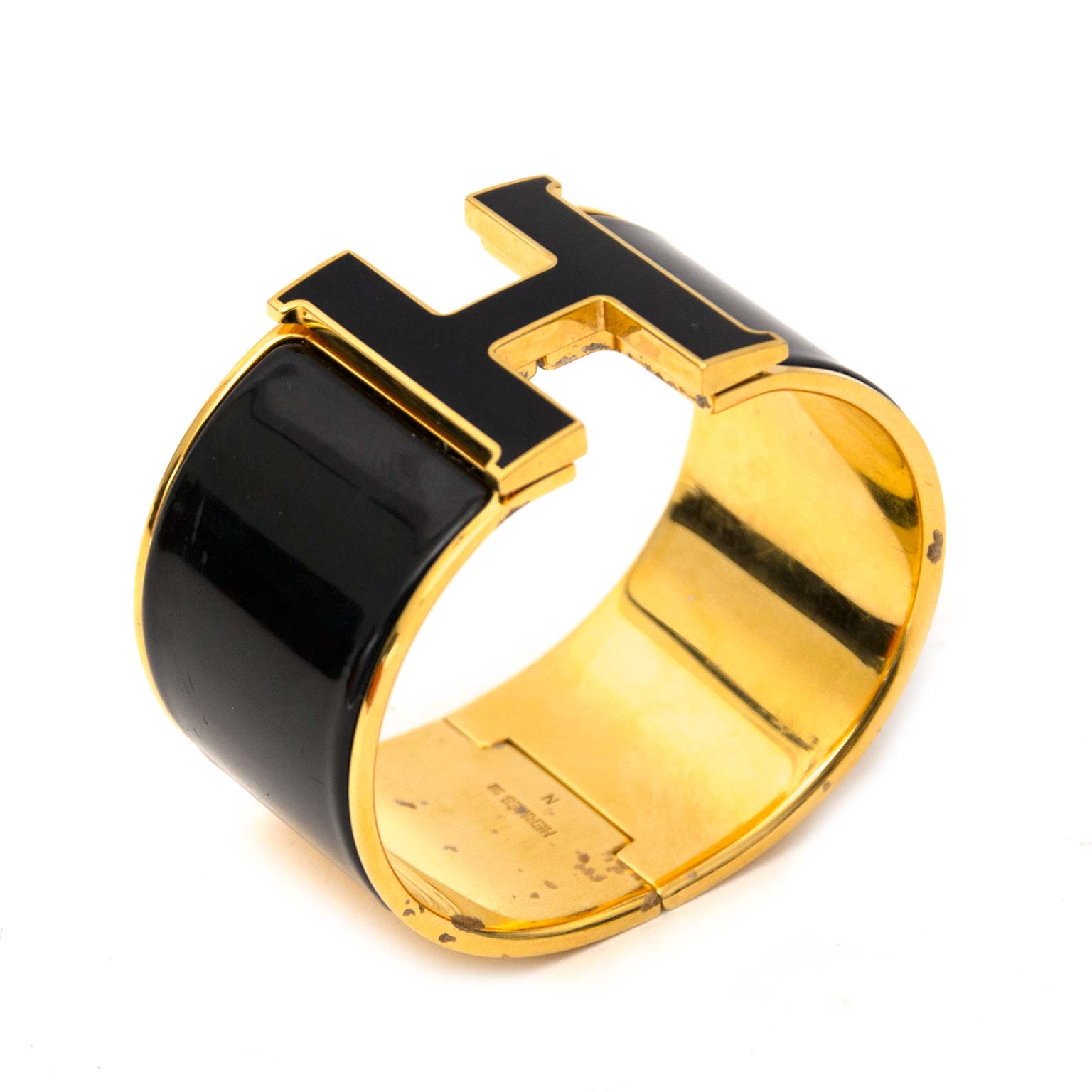 HERMES バングル ブラック ゴールド Hermes All Black Clic Clac H Bracelet – Labellov