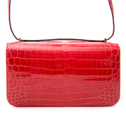 comme neuf sac a main Brand New Constance Elan Crocodile Niloticus Lisse Bougainvillier Red