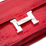 acheter en ligne pour le meilleur prix Brand New Constance Elan Crocodile Niloticus Lisse Bougainvillier Red