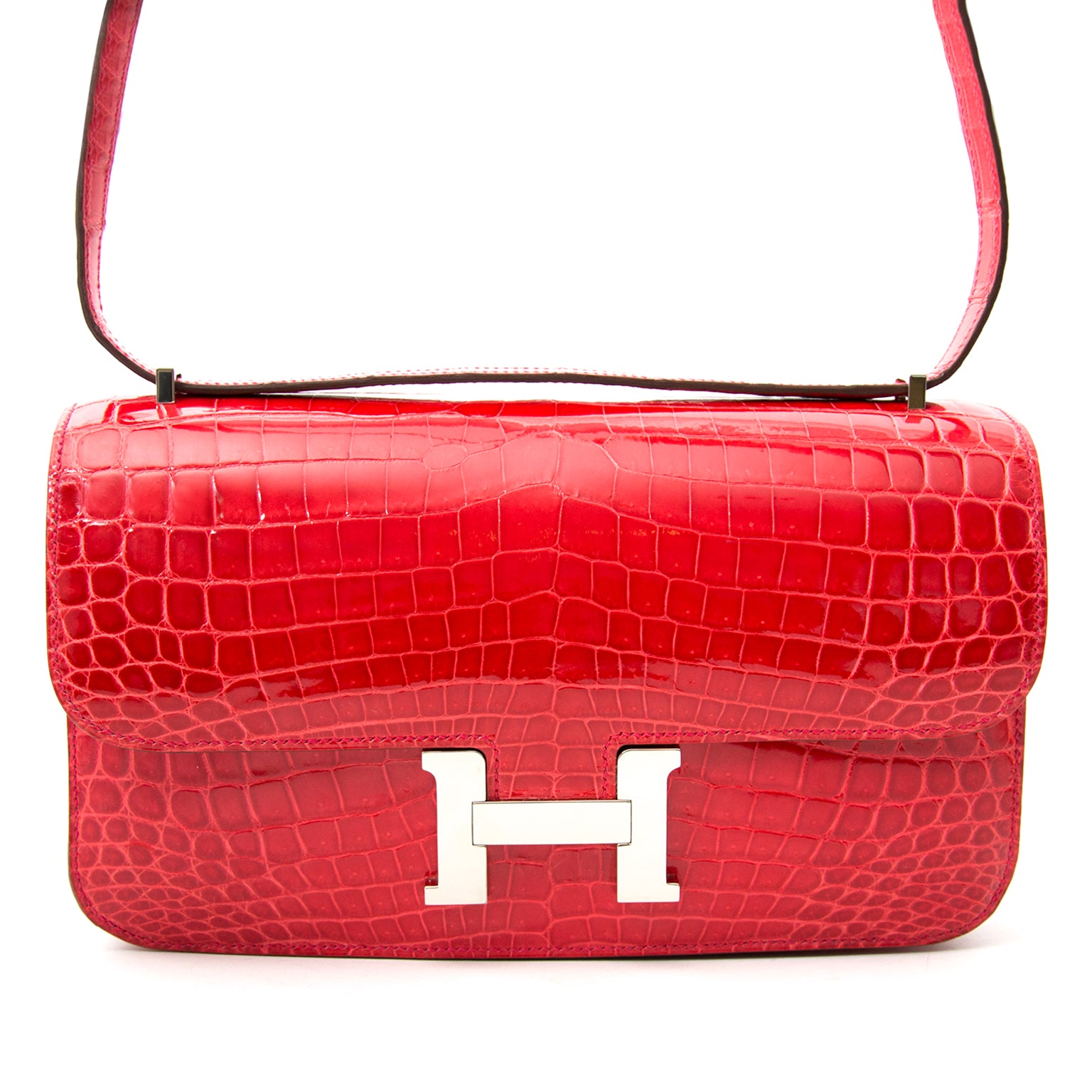 acheter en ligne pour le meilleur prix Brand New Constance Elan Crocodile Niloticus Lisse Bougainvillier Red