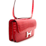 shop at the best price your luxury secondhand acheter en ligne pour le meilleur prix Brand New Constance Elan Crocodile Niloticus Lisse Bougainvillier Red