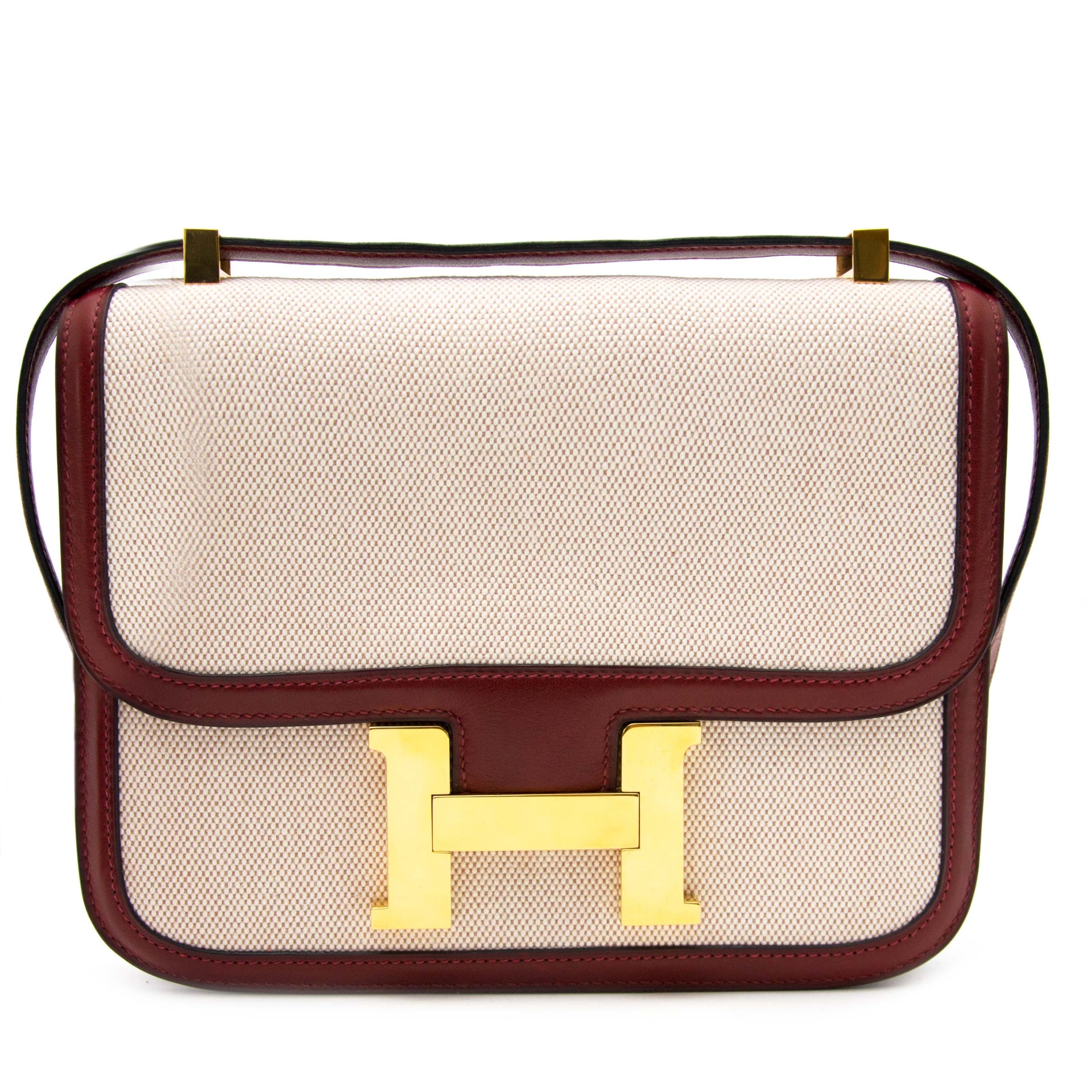 Hermès Constance 24 Toile H/Bordeaux GHW