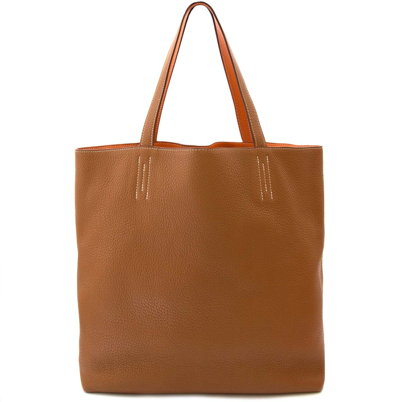 buy authentic hermès double sense 45 indian brown & orange clemence bag at labellov vintage fashion webshop belgium