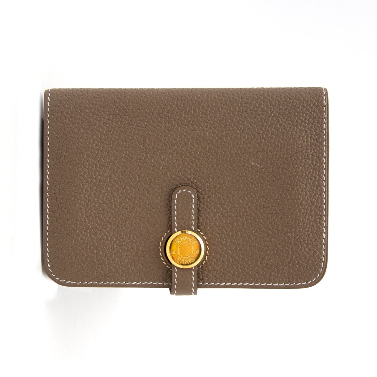 Hermès Etoupe Dogon Compact Shadow Togo Wallet