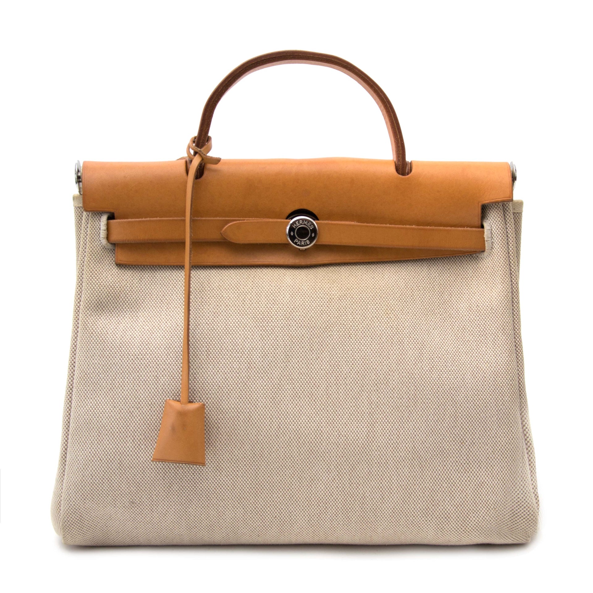 koop veilig online jou tweedehands Hermès Black And Beige 2 in 1 Herbag