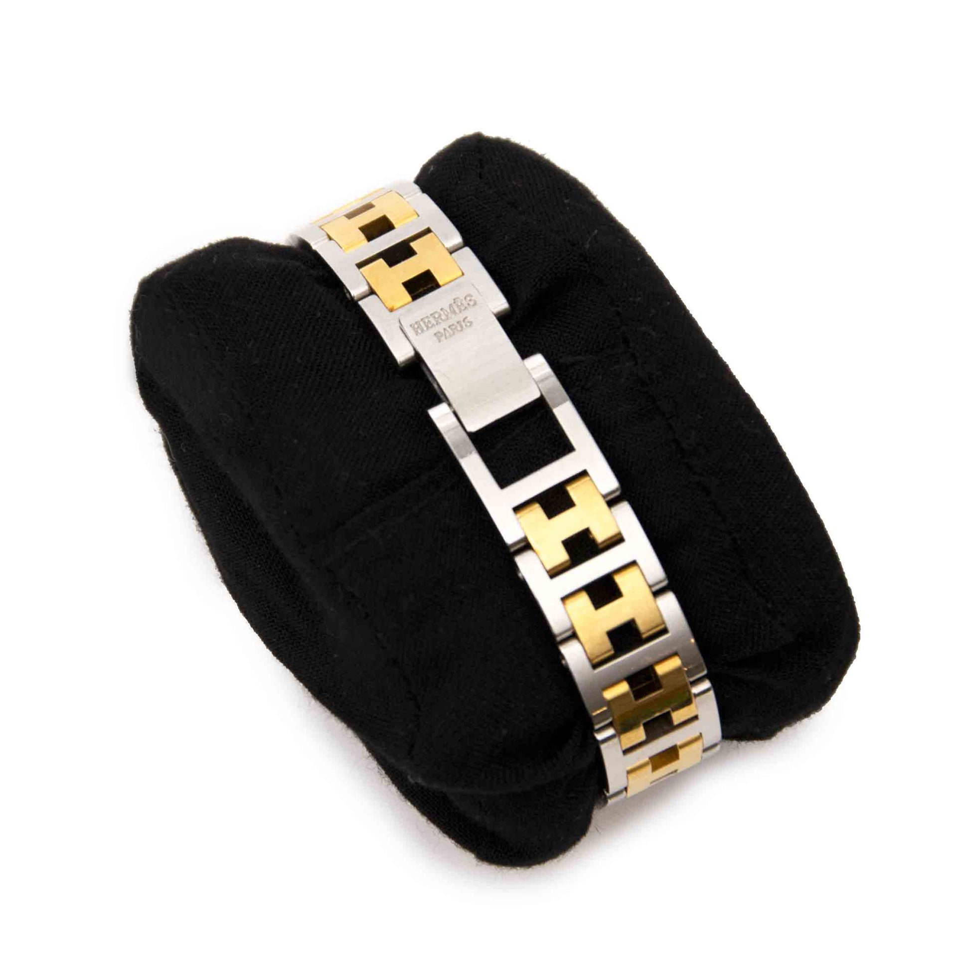 Authentieke horloge Hermès zilver goud H bracelet