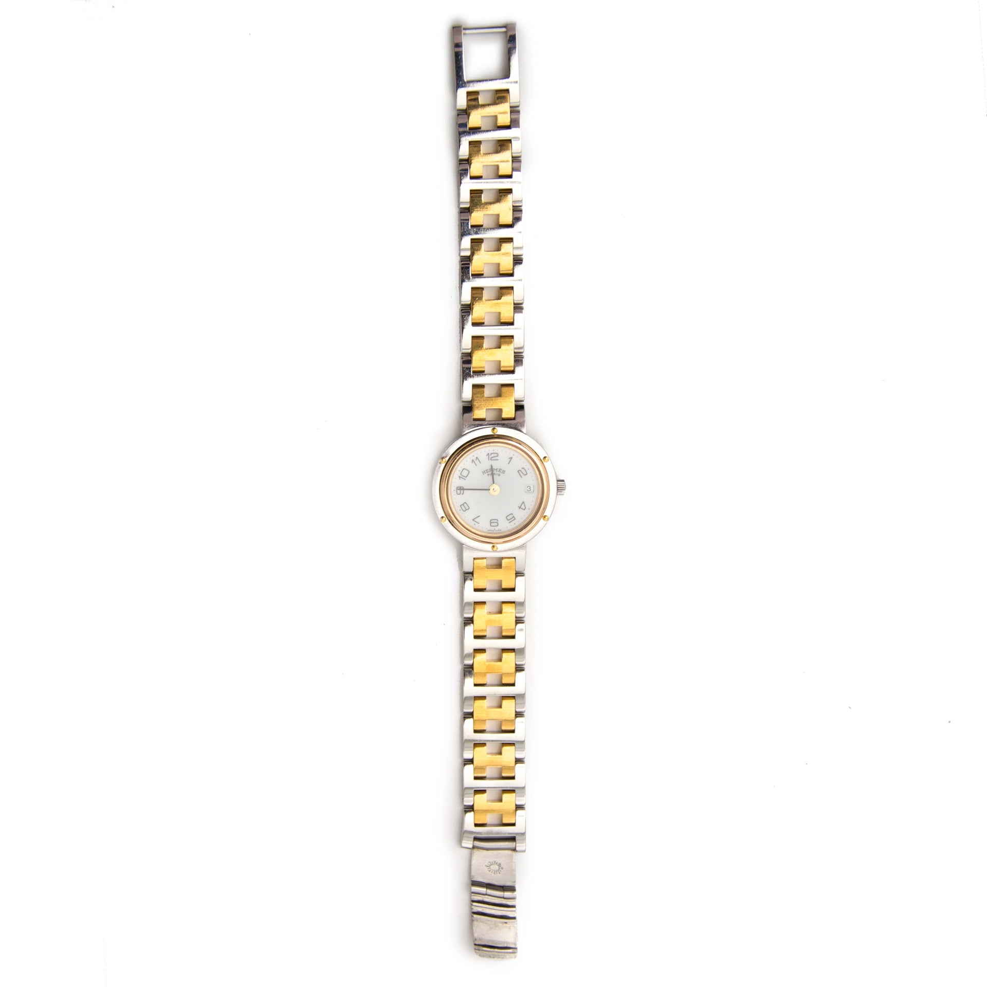Authentic secondhand silver gold Hermès watch Labellov