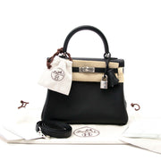 shop online at the best price Never Used Hermes Kelly 25 Black Swift PHW