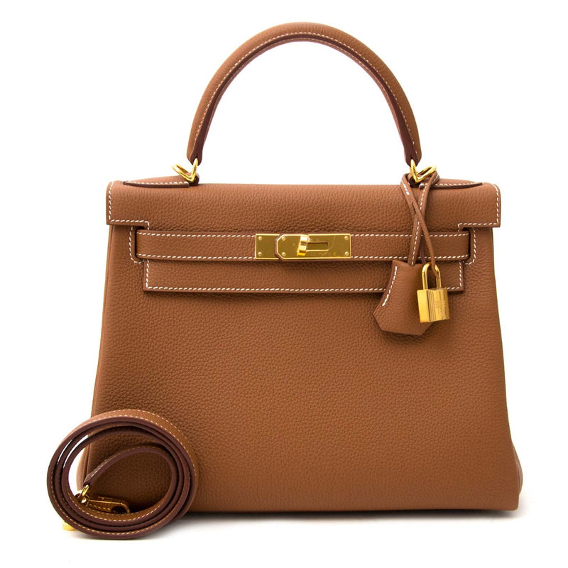 Authentic second hand brand new Hermès Kelly 28 Gold Togo