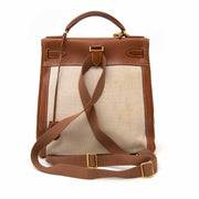 koop online jou tweedehands Rare Hermes Toile H and Noisette Barenia Kelly Ado Backpack