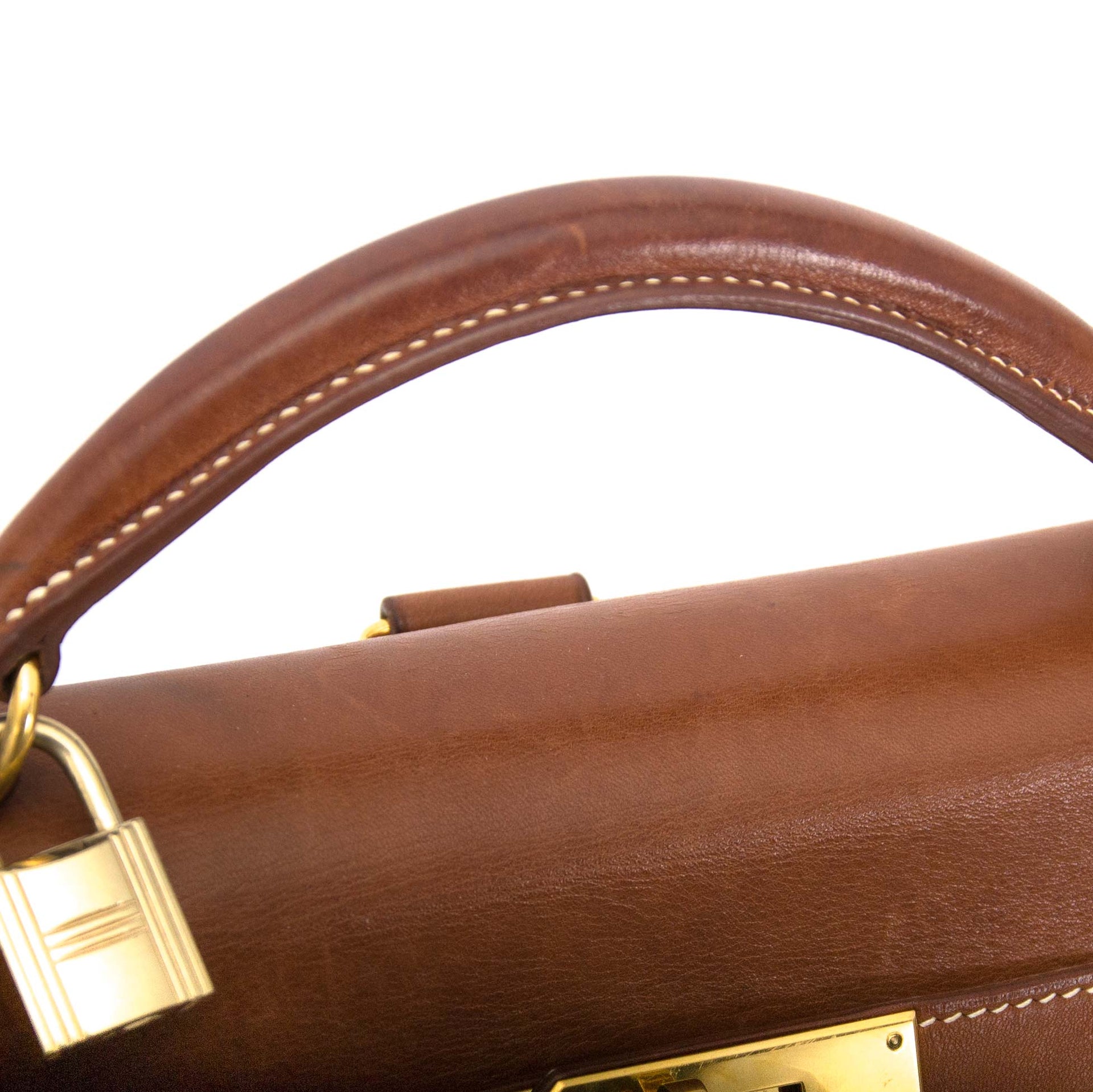 koop online jou tweedehands designer tas aan de beste prijs Rare Hermes Toile H and Noisette Barenia Kelly Ado Backpack