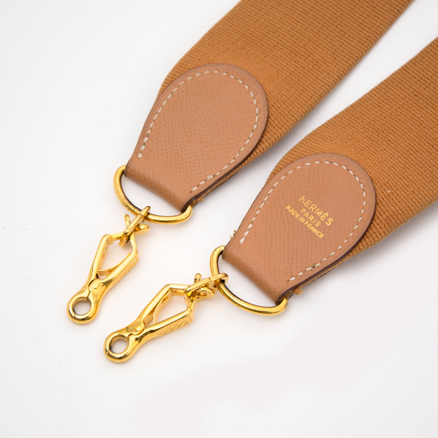 acheter en ligne seconde main Hermes Gold Canvas Shoulder Strap