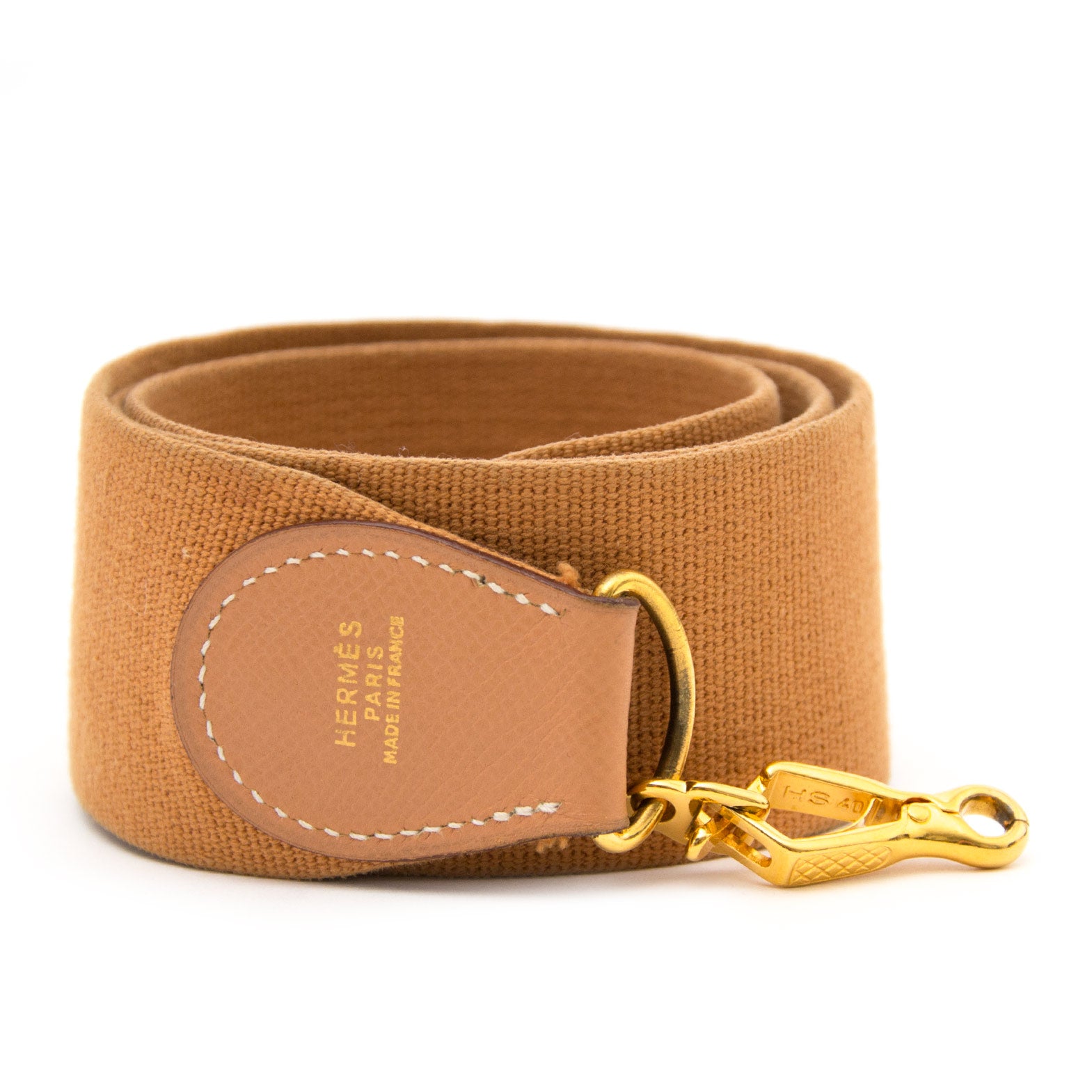 koop veilig online aan de beste prijs Hermes Gold Canvas Shoulder Strap