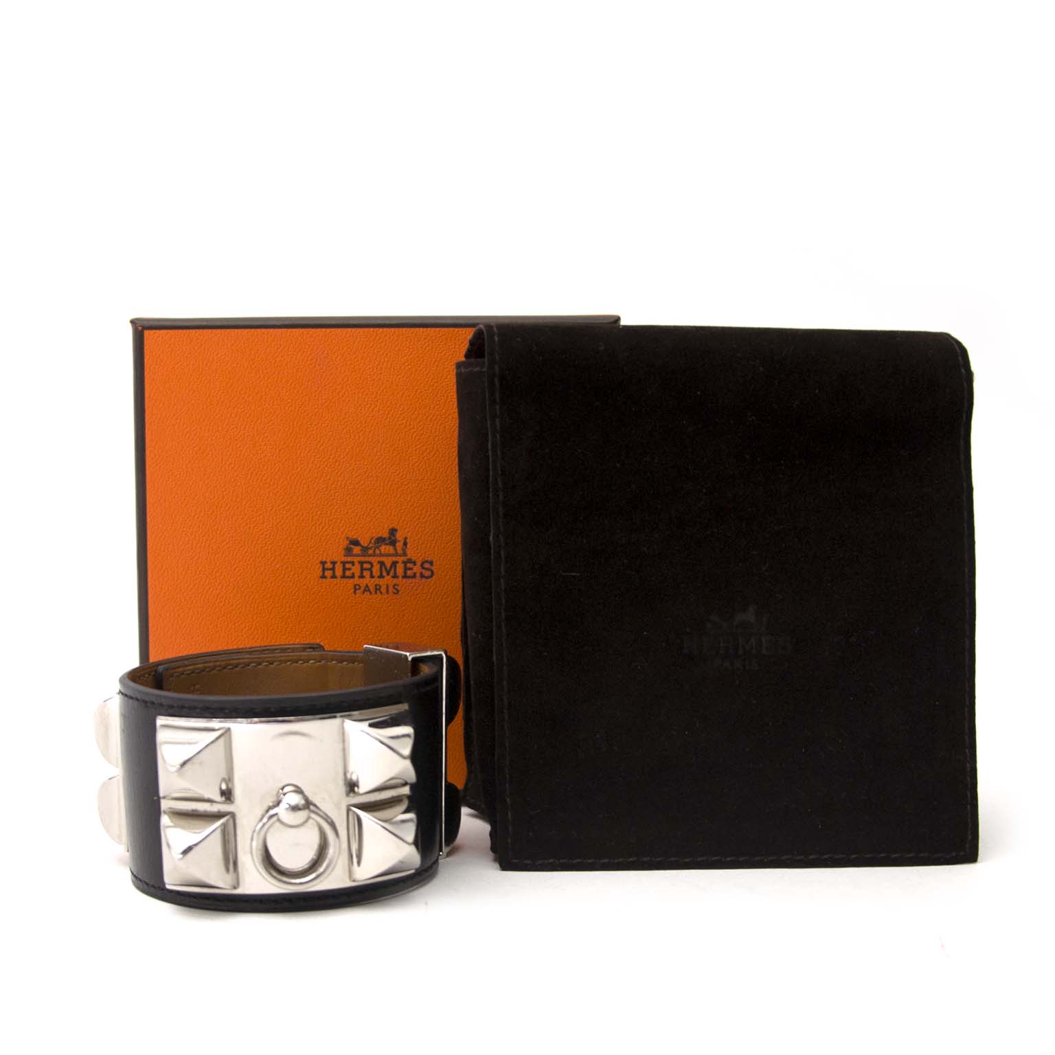 acheter en ligne seconde main Hermès Collier de Chien Bracelet Black Boxcalf PHW