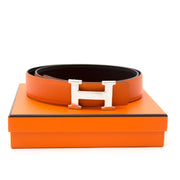 acheter en ligne seconde main Hermès Reversible Orange/Black Constance H Belt - Size 100cm