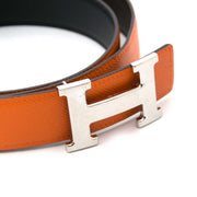 Hermès Reversible Orange/Black Constance H Belt - Size 100cm online tweedehands