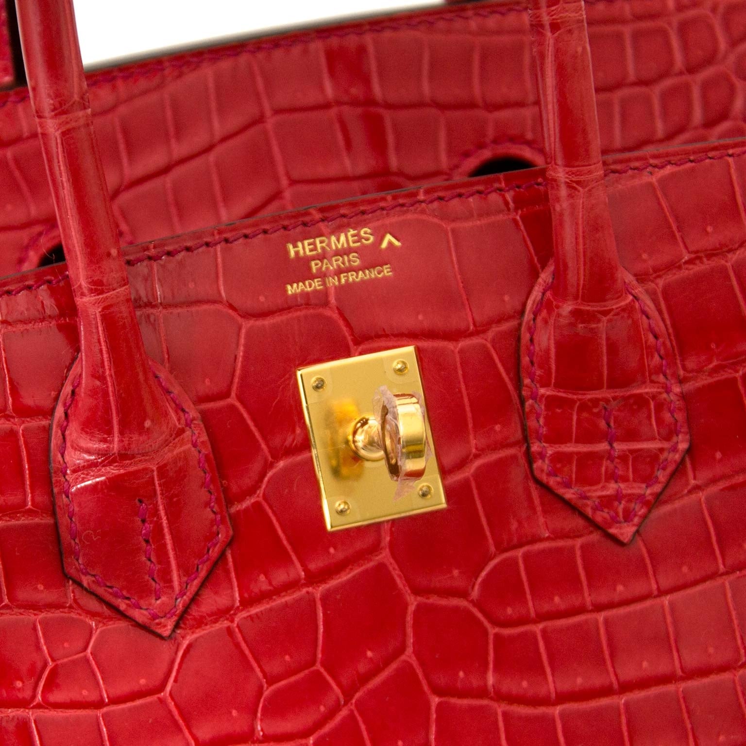 koop al uw authentieke designer bags bij labellov.com Hermès Birkin 25 Crocodile Porosus Bougainvillier GHW zonder wachtlijst