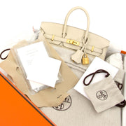 Buy and sell your authentic designer handbags at Labellov Hermès Birkin 25 Veau Swift Craie GHW