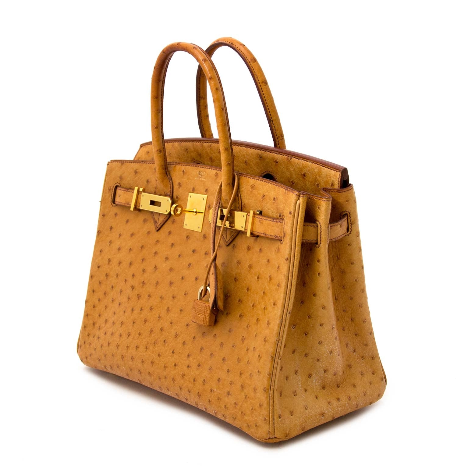 buy and sell your authentic Hermès Birkin 30 Cognac Ostrich GHW