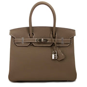 We buy and sell your Hermès Birkin 30 in etoupe with palladium hardware for the best rates available online