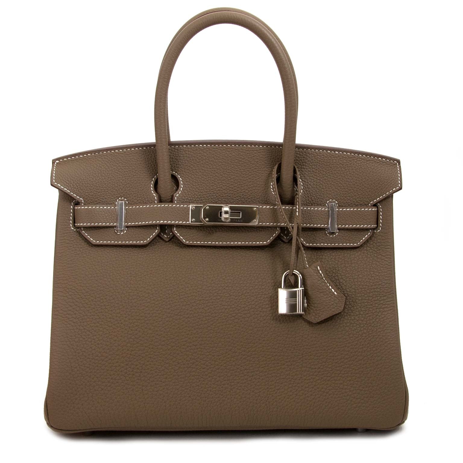 We buy and sell your Hermès Birkin 30 in etoupe with palladium hardware for the best rates available online