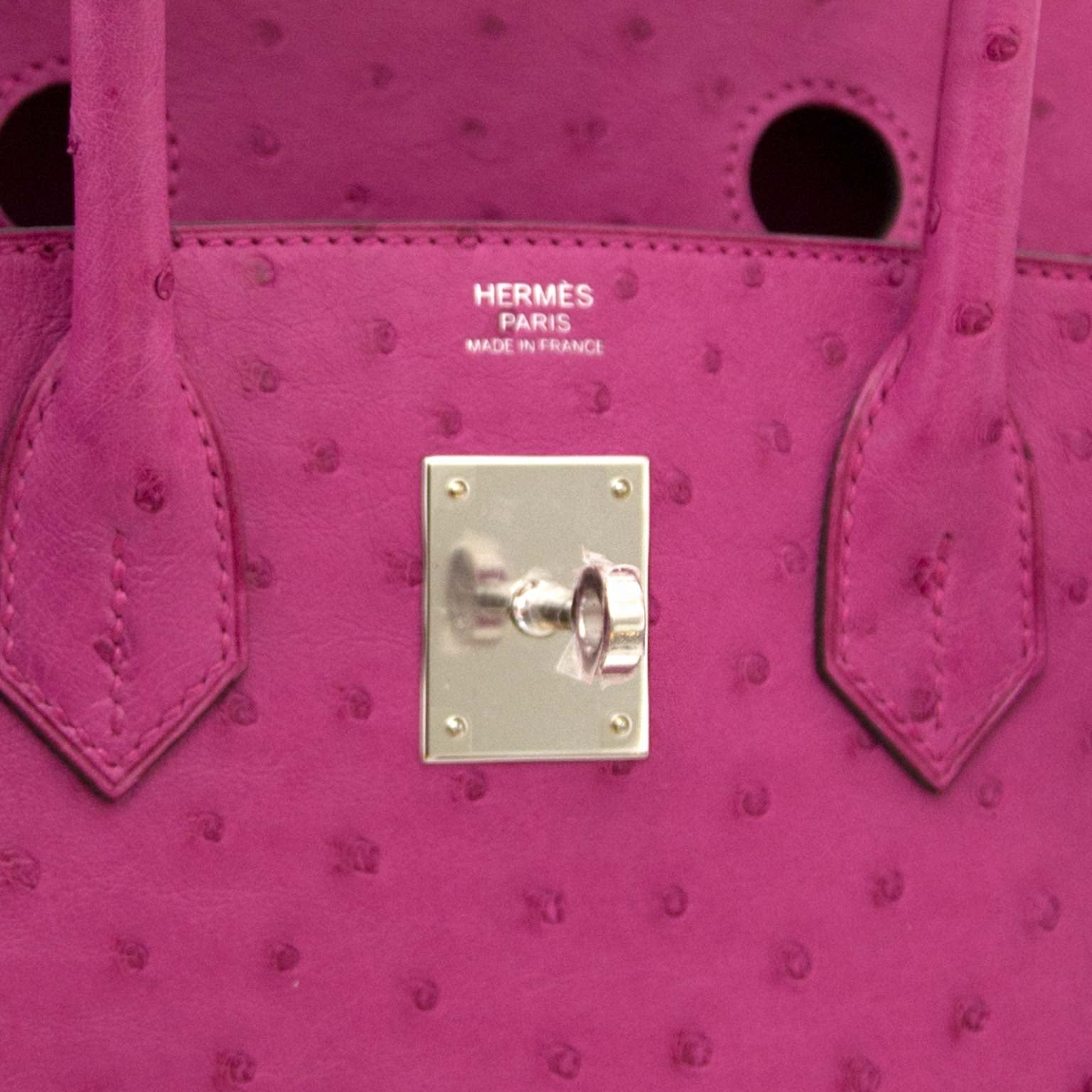 shop safe online Hermès Birkin 30 Autruche Rose Pourpre PHW