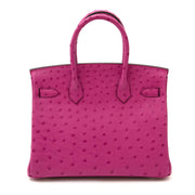 shop safe online secondhand Hermès Birkin 30 Autruche Rose Pourpre PHW
