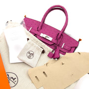 very hard to find 100 authentic Hermès Birkin 30 Autruche Rose Pourpre PHW worldwide shipping