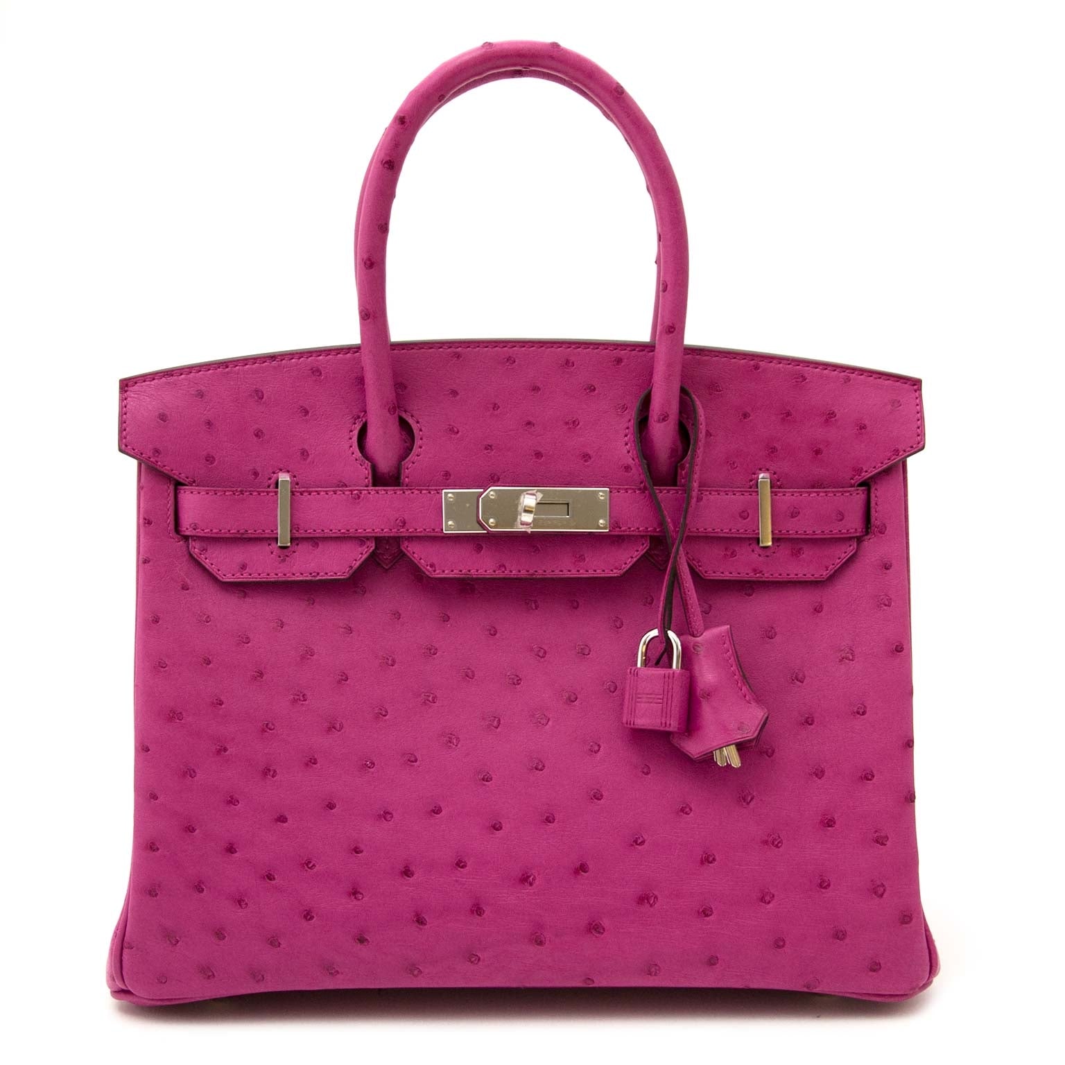 shop online your authentic full set Hermès Birkin 30 Autruche Rose Pourpre PHW