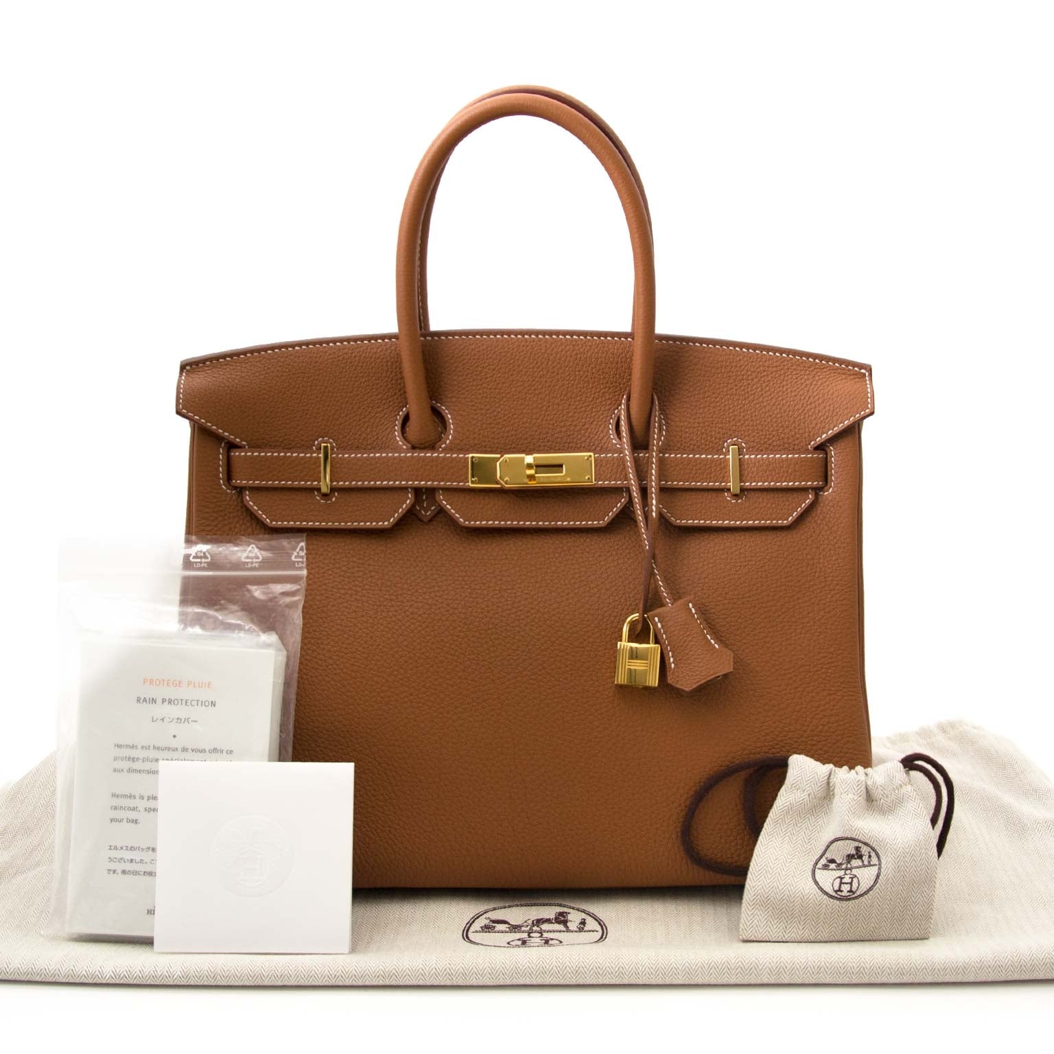 worldwide shipping 100% authentic luxury *As New* Hermes Birkin 35 Togo Gold GHW