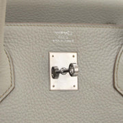 Hermès Birkin 40cm Gris Perle Clemence Taurillon PHW now online at labellov.com shop safe and secure online