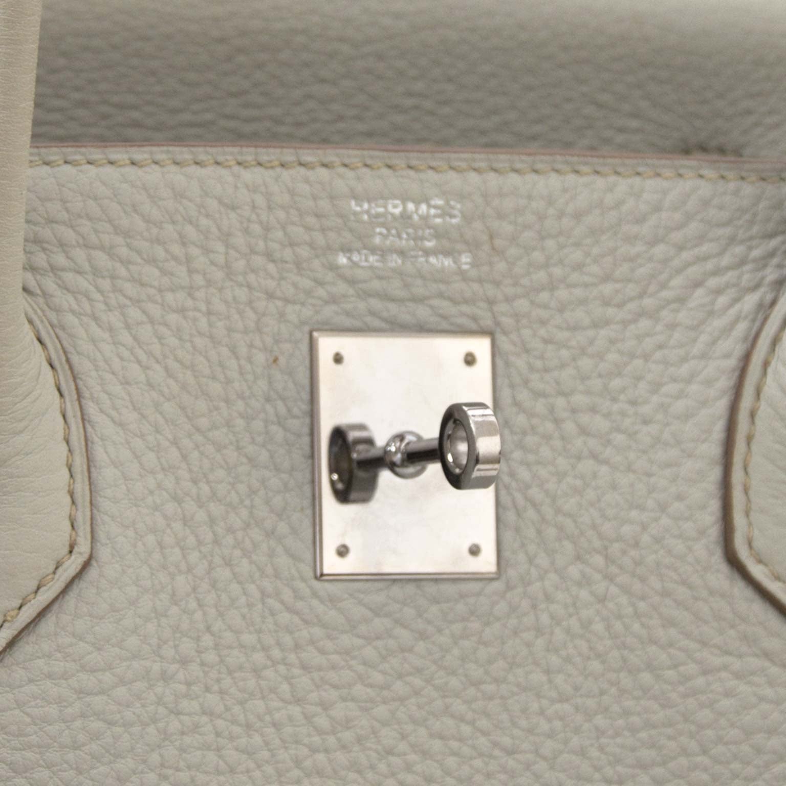Hermès Birkin 40cm Gris Perle Clemence Taurillon PHW now online at labellov.com shop safe and secure online