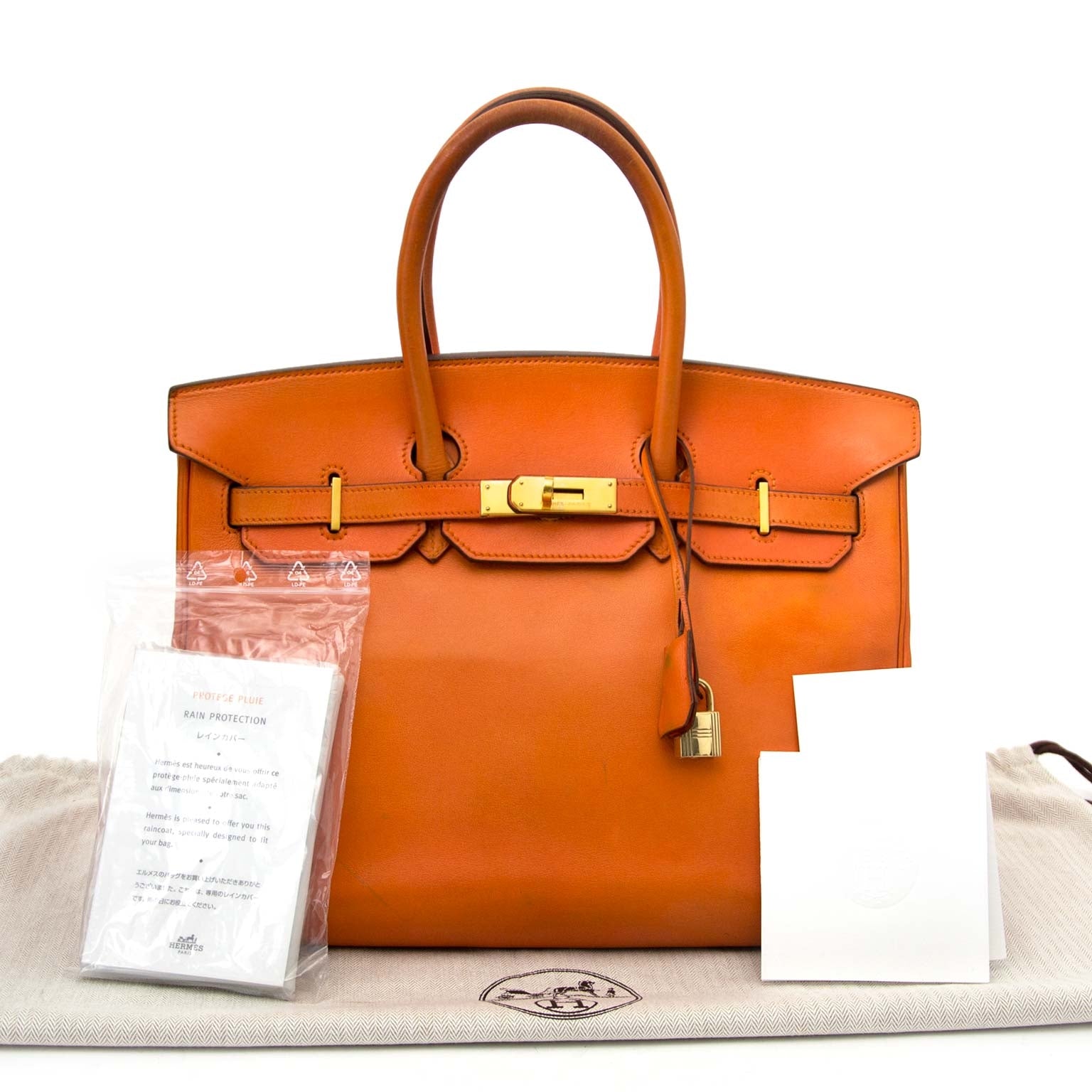 skip the waitinglist and shop safe online your secondhand Hermes Swift Birkin 35 Orange Hermes PHW