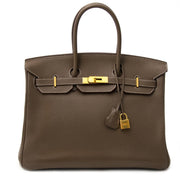 Hermès Birkin 35 Etoupe Clemence Taurillon GHWacheter en ligne seocnde main