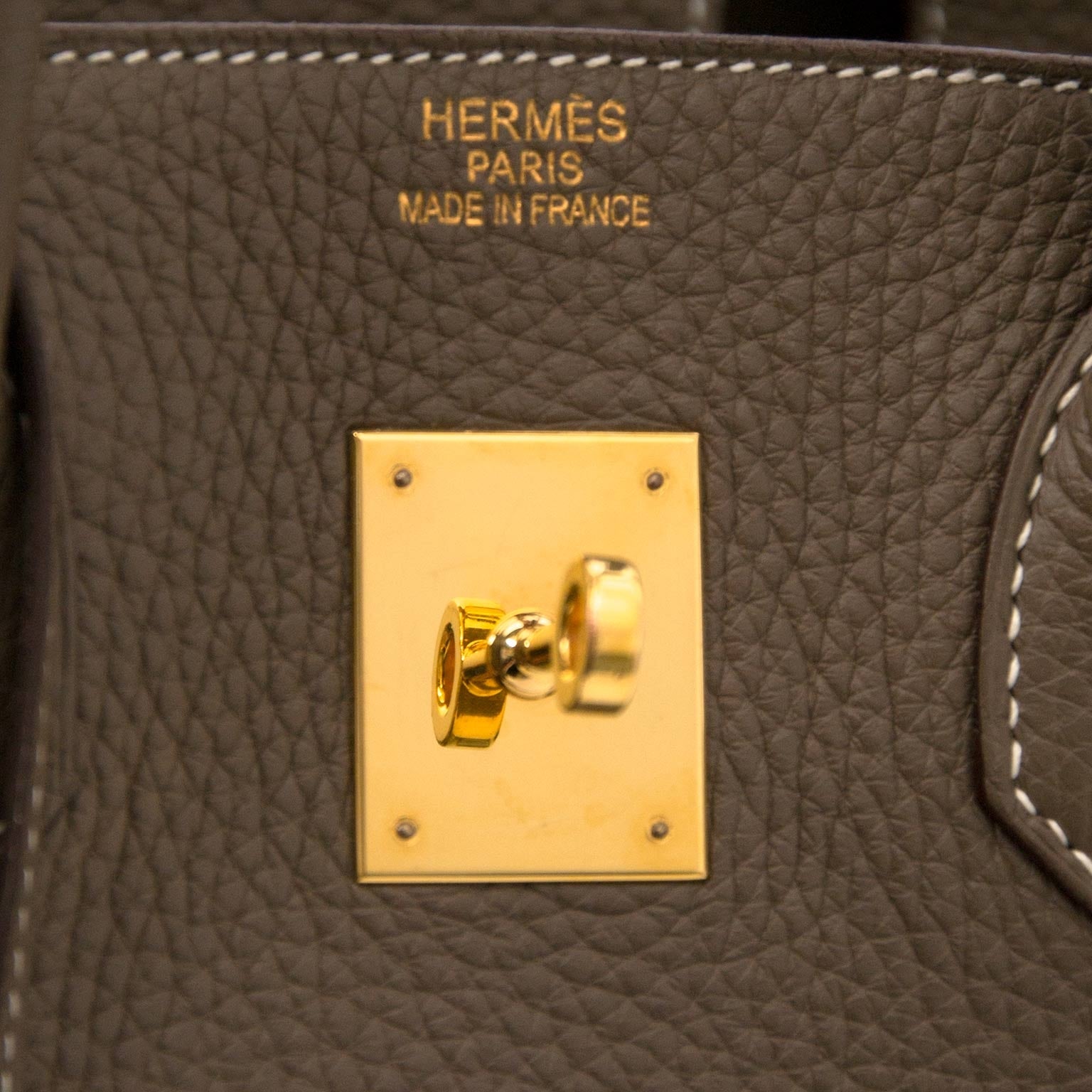 koop veilig online tegen de beste prijs Hermès Birkin 35 Etoupe Clemence Taurillon GHW