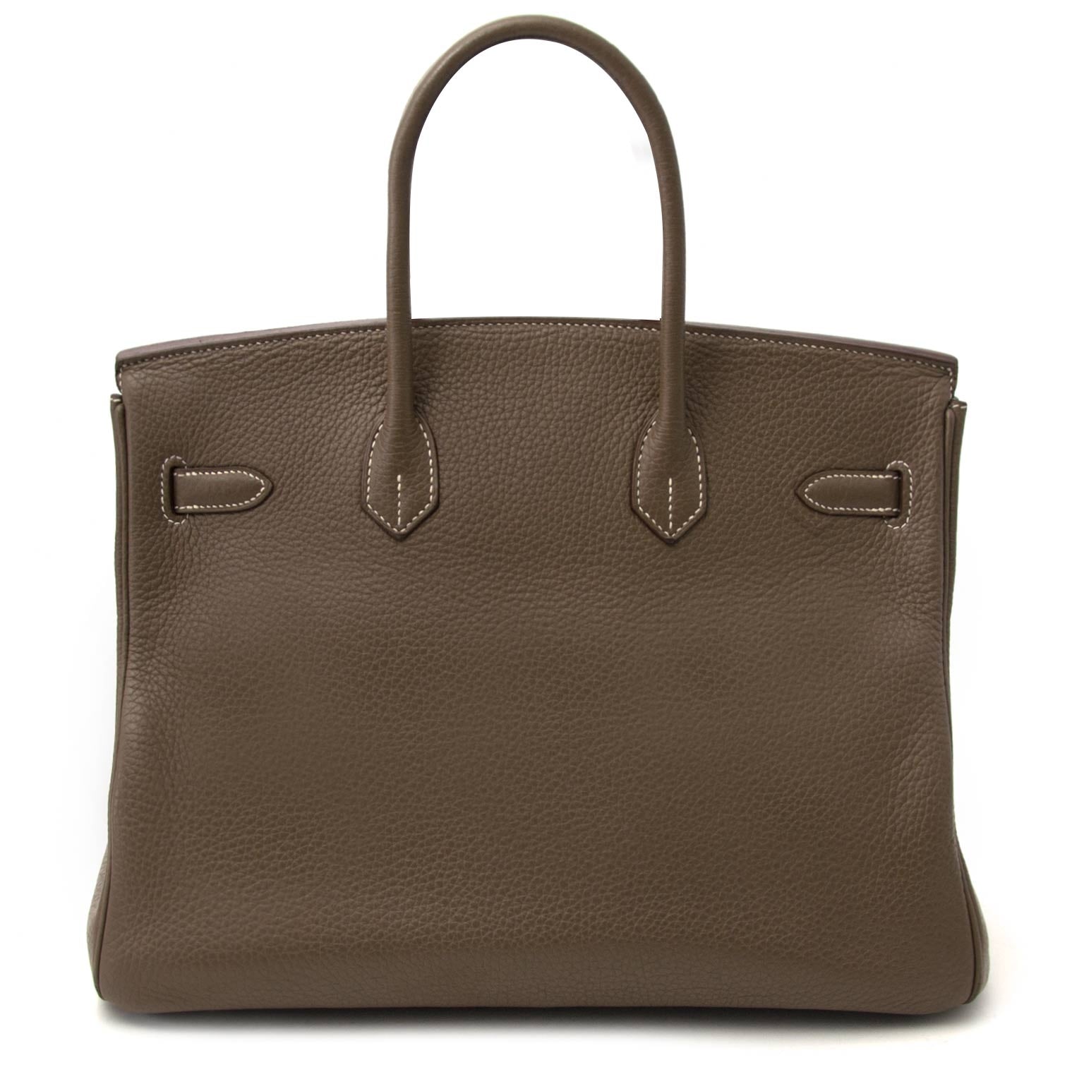 koop veilig online tegen de beste prijs Hermès Birkin 35 Etoupe Clemence Taurillon GHW