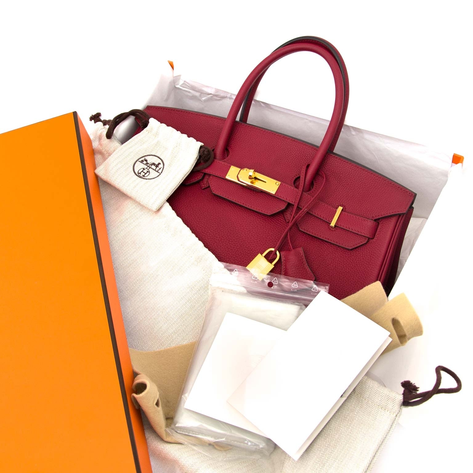 acheter en ligne chez labellov.com Hermès Birkin 35 Togo Rouge Grenat GHW