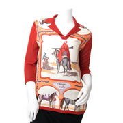 Hermès blouse chevaux arabes 100% silk + viscose now online at labellov.com for the best price