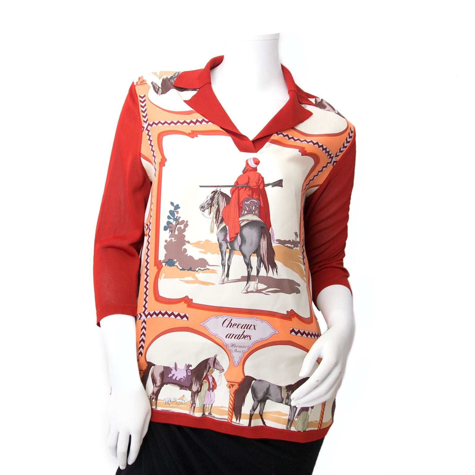 Hermès blouse chevaux arabes 100% silk + viscose now online at labellov.com for the best price