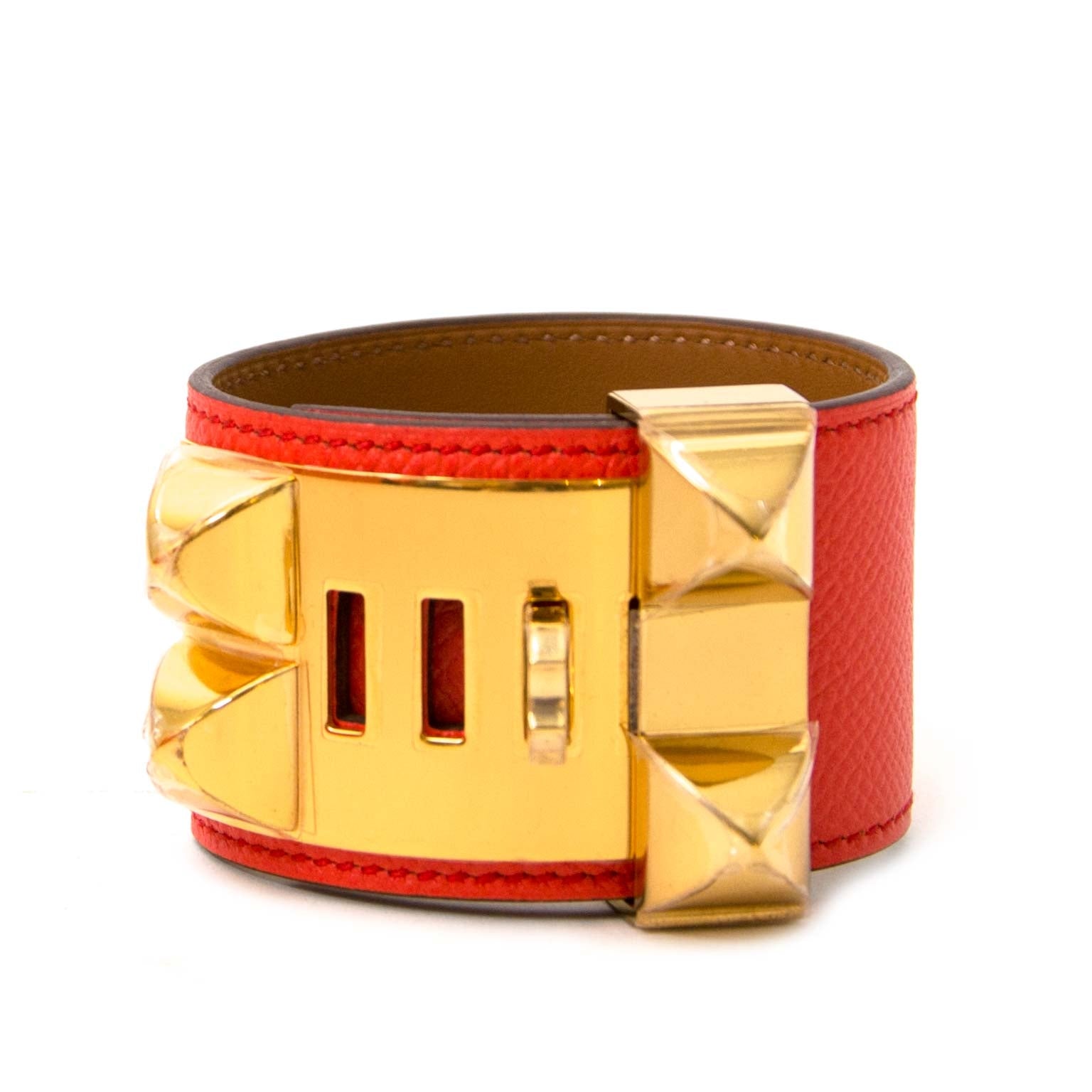 shop safe online secondhand Never Used Hermes Orange Poppy Collier De Chien
