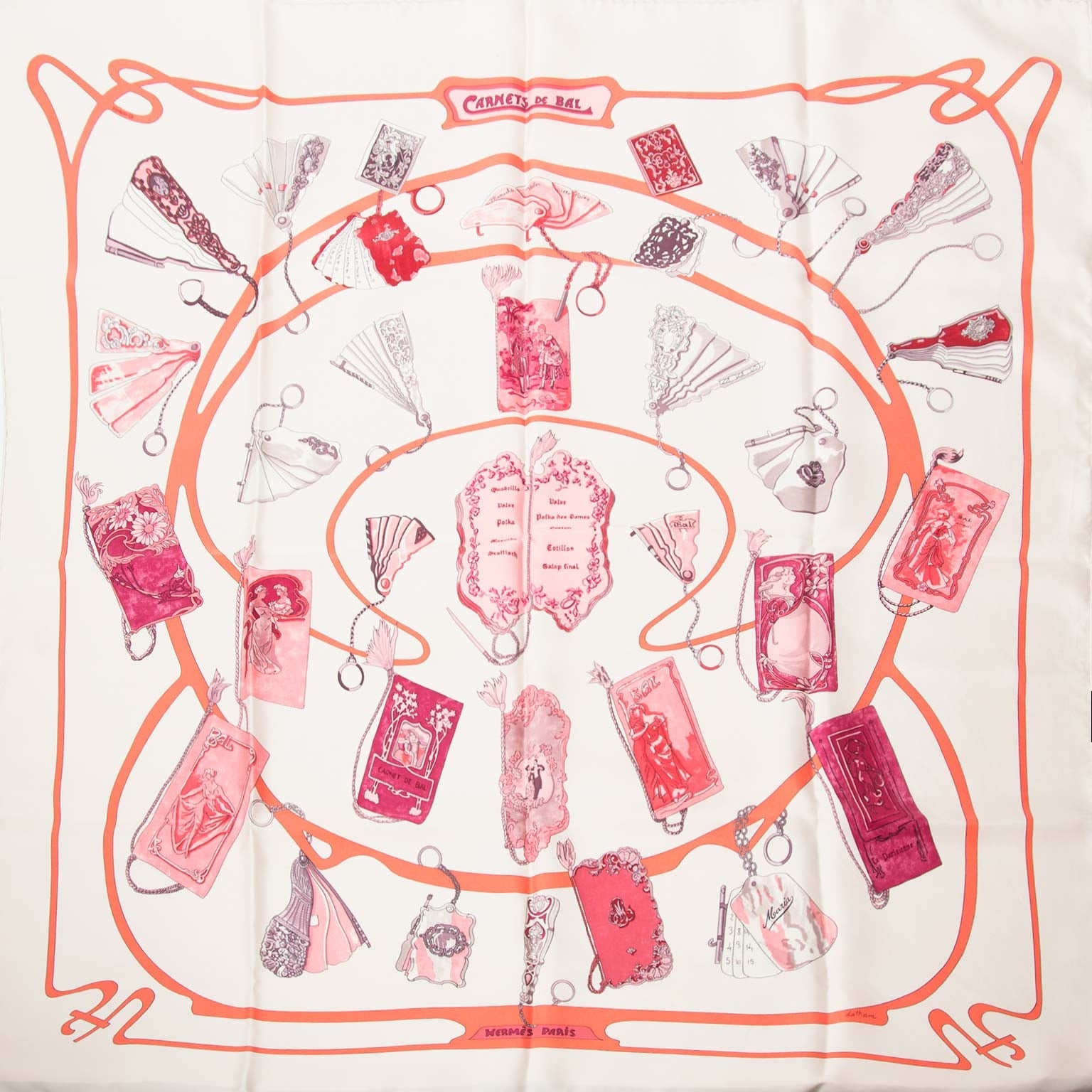 achetez Hermès Carré Silk Scarf ' Carnets De Bal' chez labellov