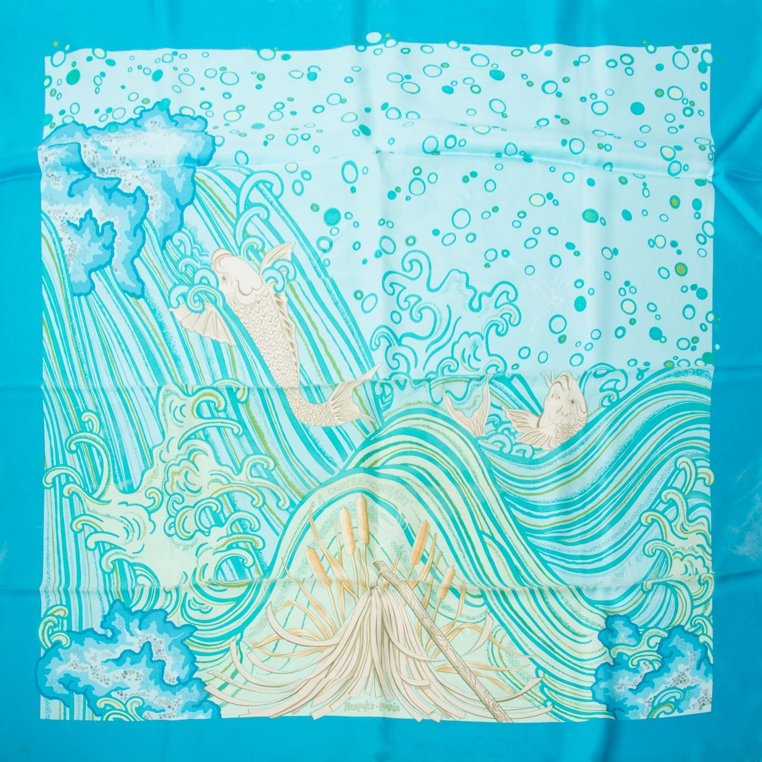 buy Hermès Carré Silk Scarf 'A Contre-Courant' at labellov for the best price