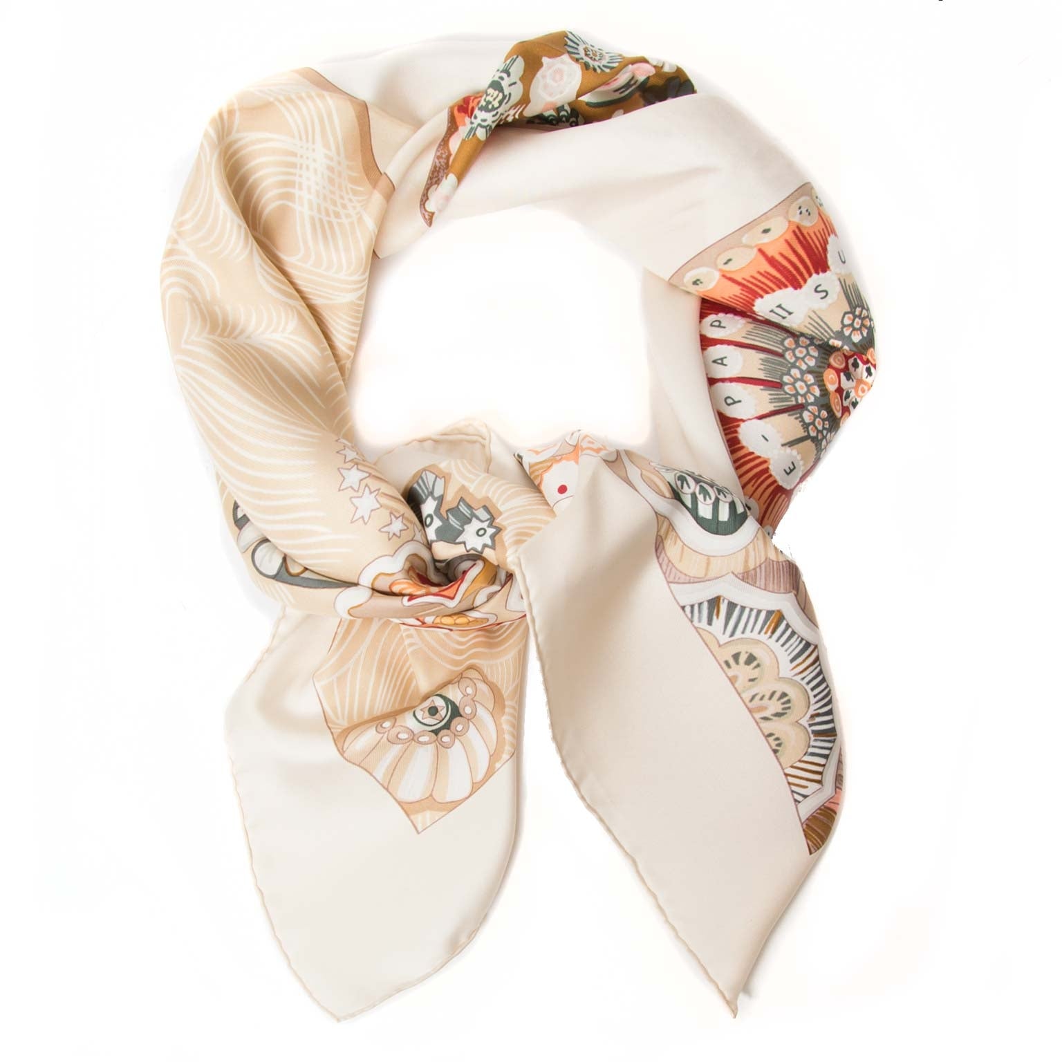 buy Hermès Carre Silk Scarf ' Sulfure & Presse - Papiers' at labellov