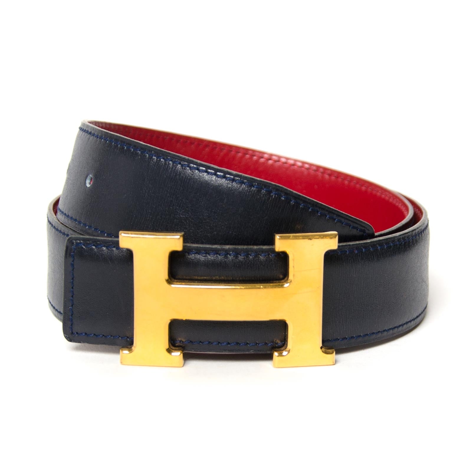 hermès reversible blue/red constance belt now for sale at labellov vintage fashion webshop belgium