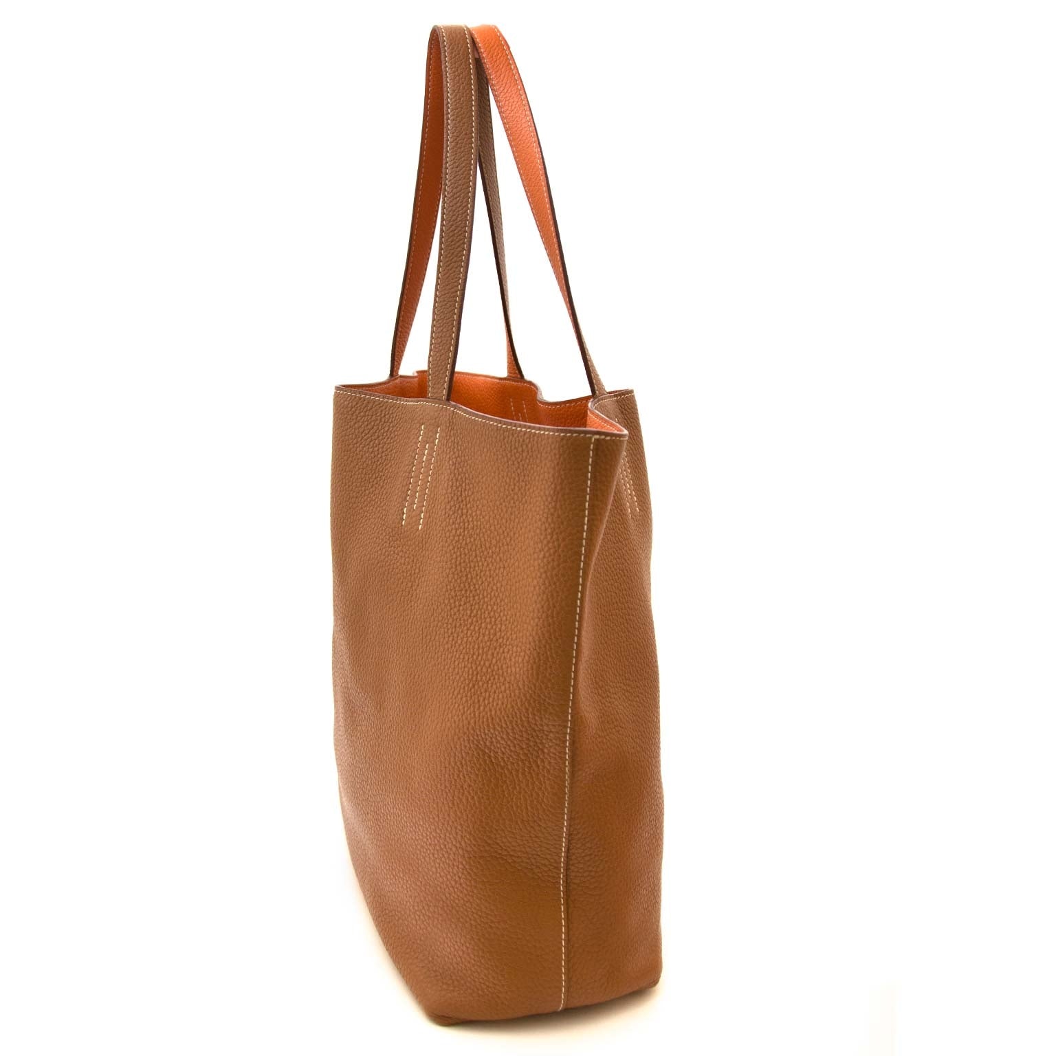 koop Hermès Double Sens 45 Taurillon Clemence Gold Orange en betaal veilig online