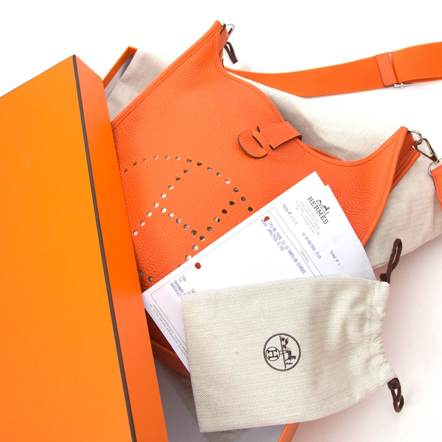 Hermes Evelyne III Feu Taurillon Clemence Shoulder Bag koop online tegen de beste prijs