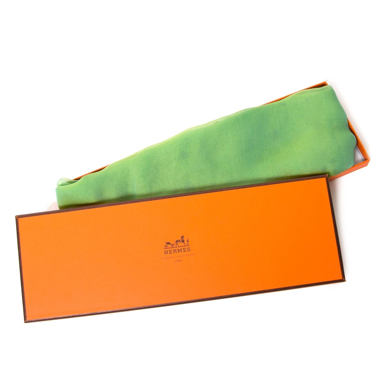 acheter en ligne seconde main Hermes Green Mouseline Scarf