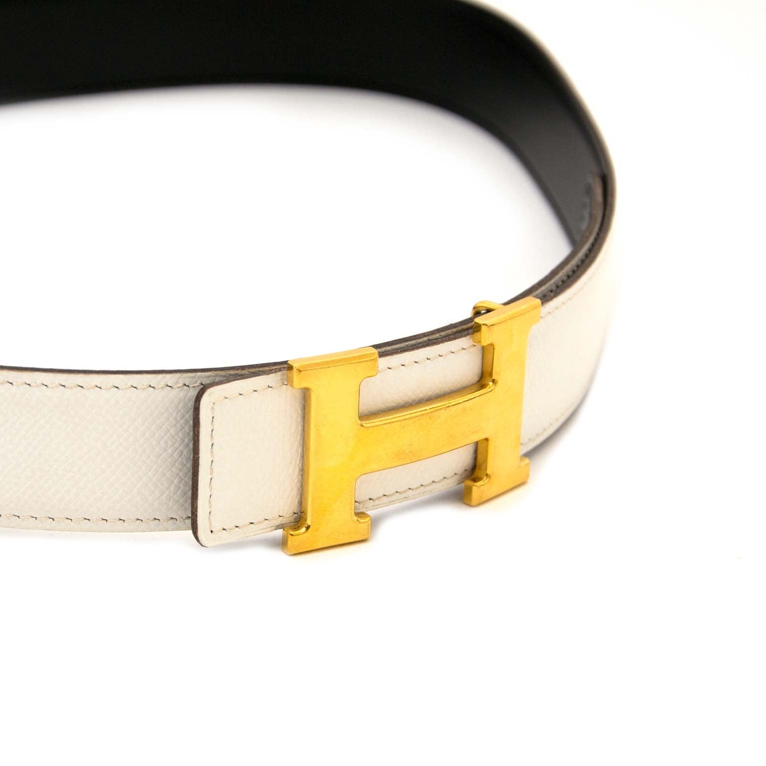 Hermès Reversible White/Black Constance H Belt