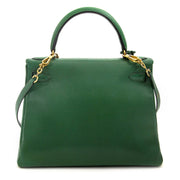 It-bag of 2018 now available immediately at Labellov: Hermès Kelly 28 Vert Bengal Courchevel GHW for sale